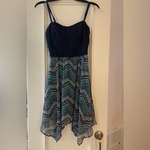Lily Rose Blue Dress Asymmetrical Hemline Gently Used